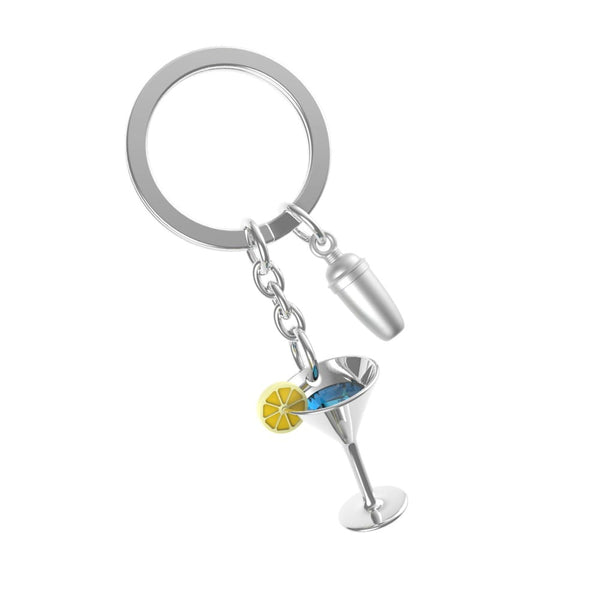 Meta[l]morphose® Silver Cocktail Glass & Shaker Keyring