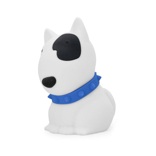 Dhink Medium Colour Changing LED Night Light | White Puppy with Black Spot & Blue Collar