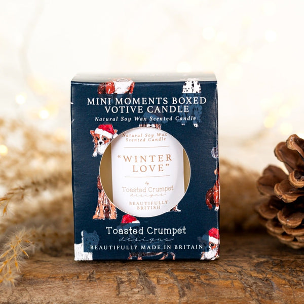 Mini Moments Boxed Votive Candle - Christmas Dogs