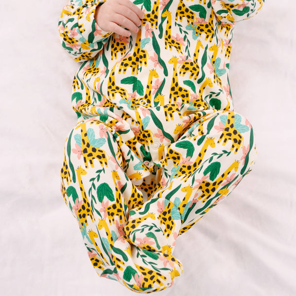 Unisex Baby Cotton Sleepsuit (Onesie) – Jungle Giraffe Print