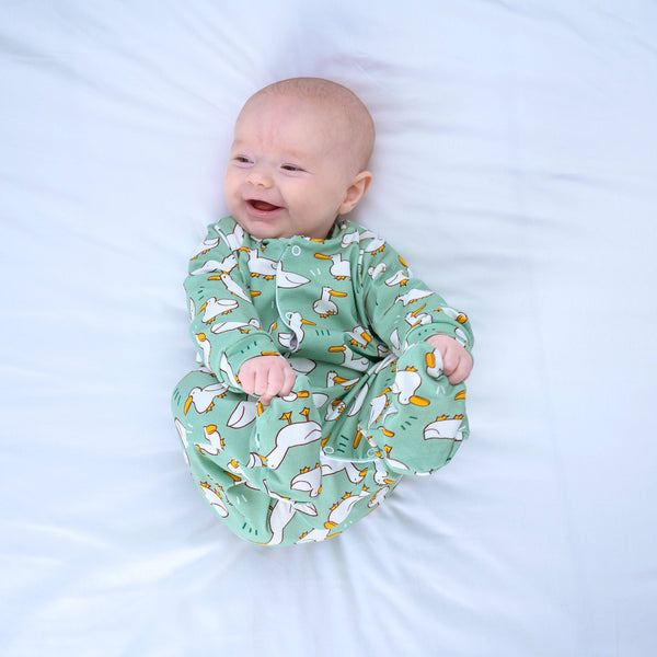 Unisex Baby Cotton Sleepsuit (Onesie) – Dancing Ducks Print